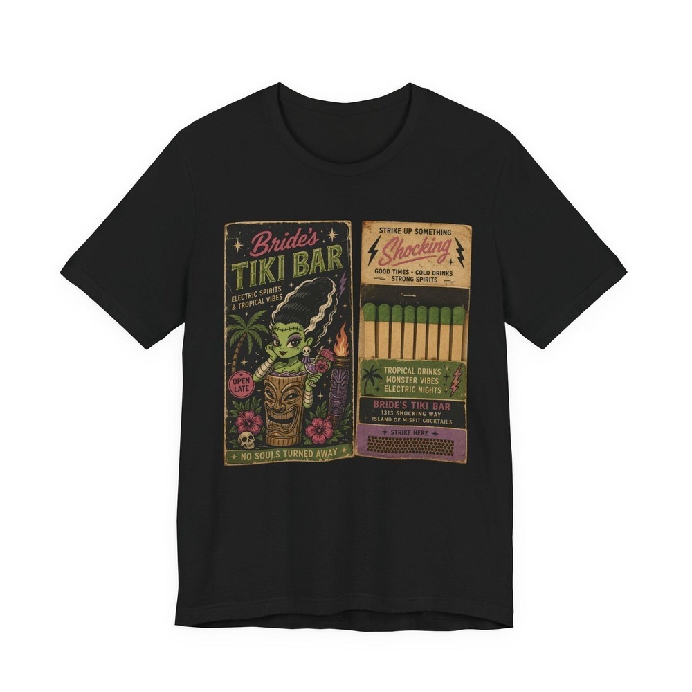 Bride_s Tiki Bar Graphic Tee, Retro Hawaiian Cocktail Matchbook